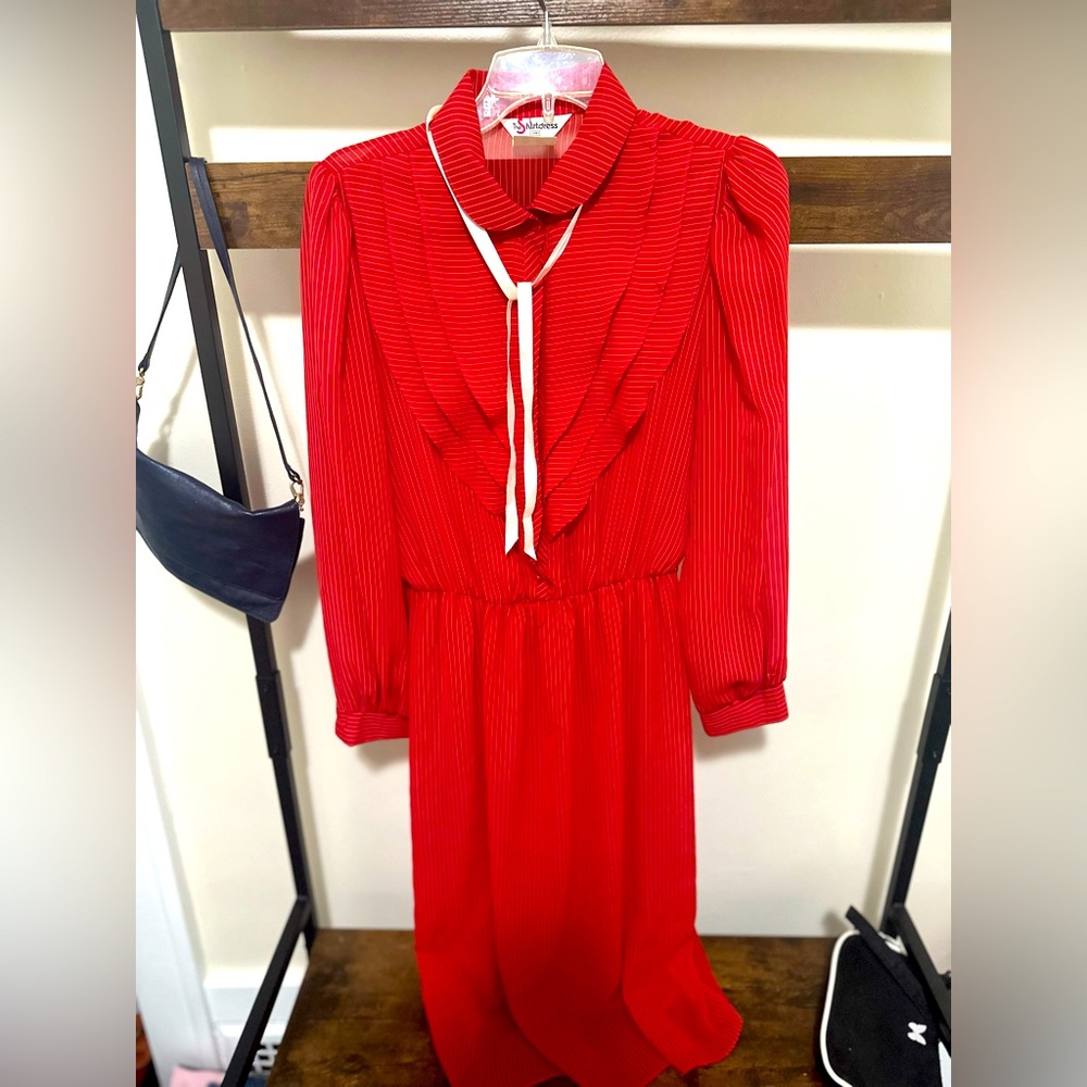 🔥 SALE Vintage Sears 1970s The ShirtDress polyester red dress - 14